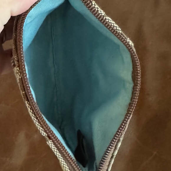 Classic Coach Wristlet/Wallet - Brown/Tan, Black Leather Trim - Picture 4 of 4